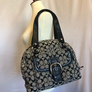 EUC Black Coach Signature Purse. Leather trim.